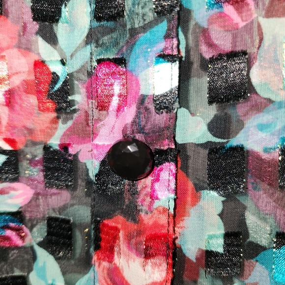Vintage Teddi Sheer Floral Button Down Shirt | Size 2X - Picture 8 of 8